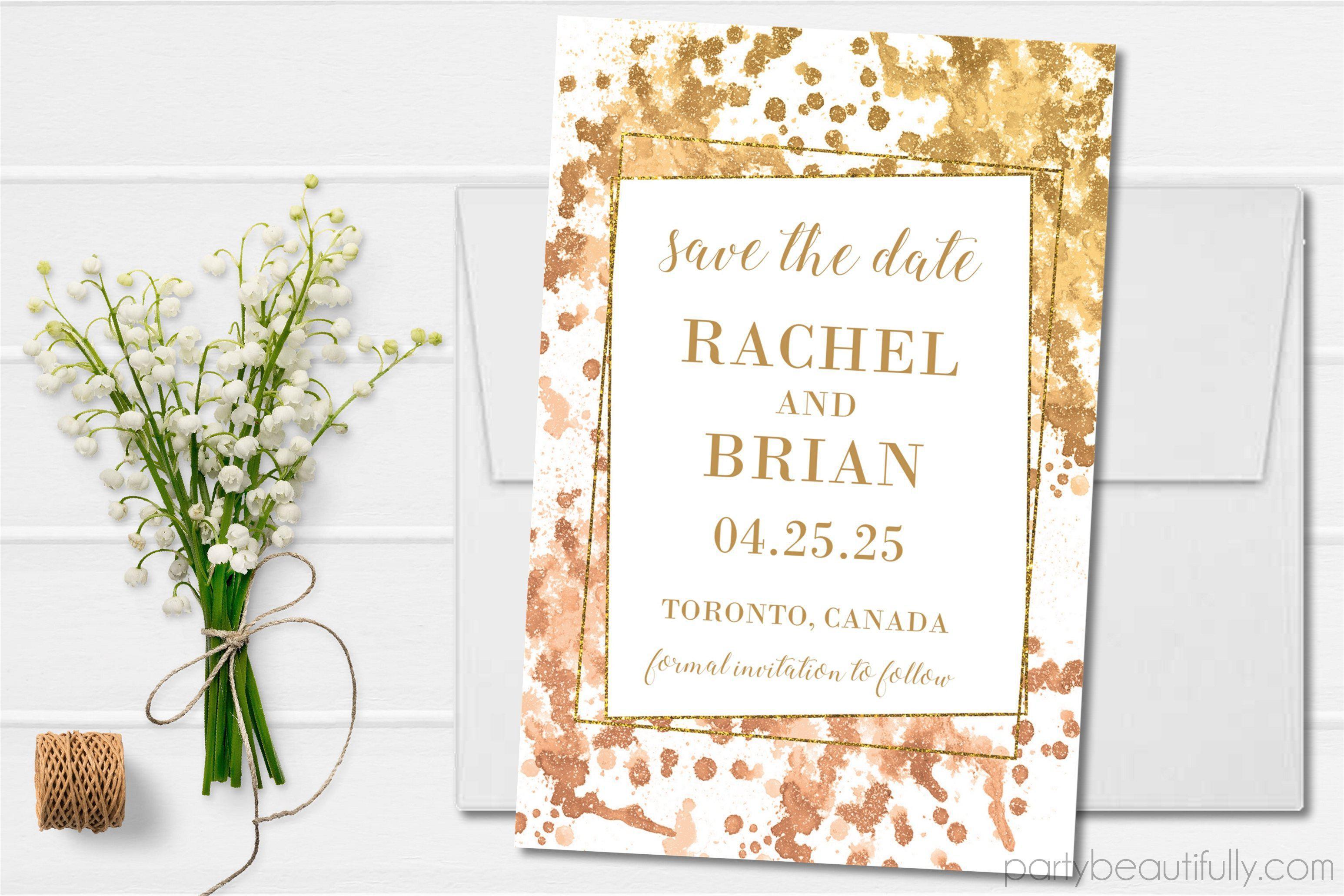 Copper And Gold Wedding Save The Date Cards