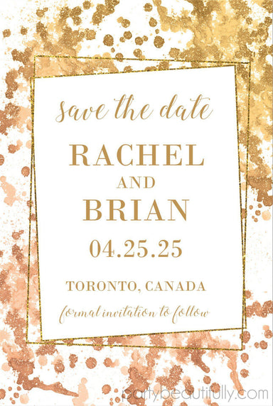 Copper And Gold Wedding Save The Date Cards