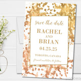 Copper gold wedding save the date