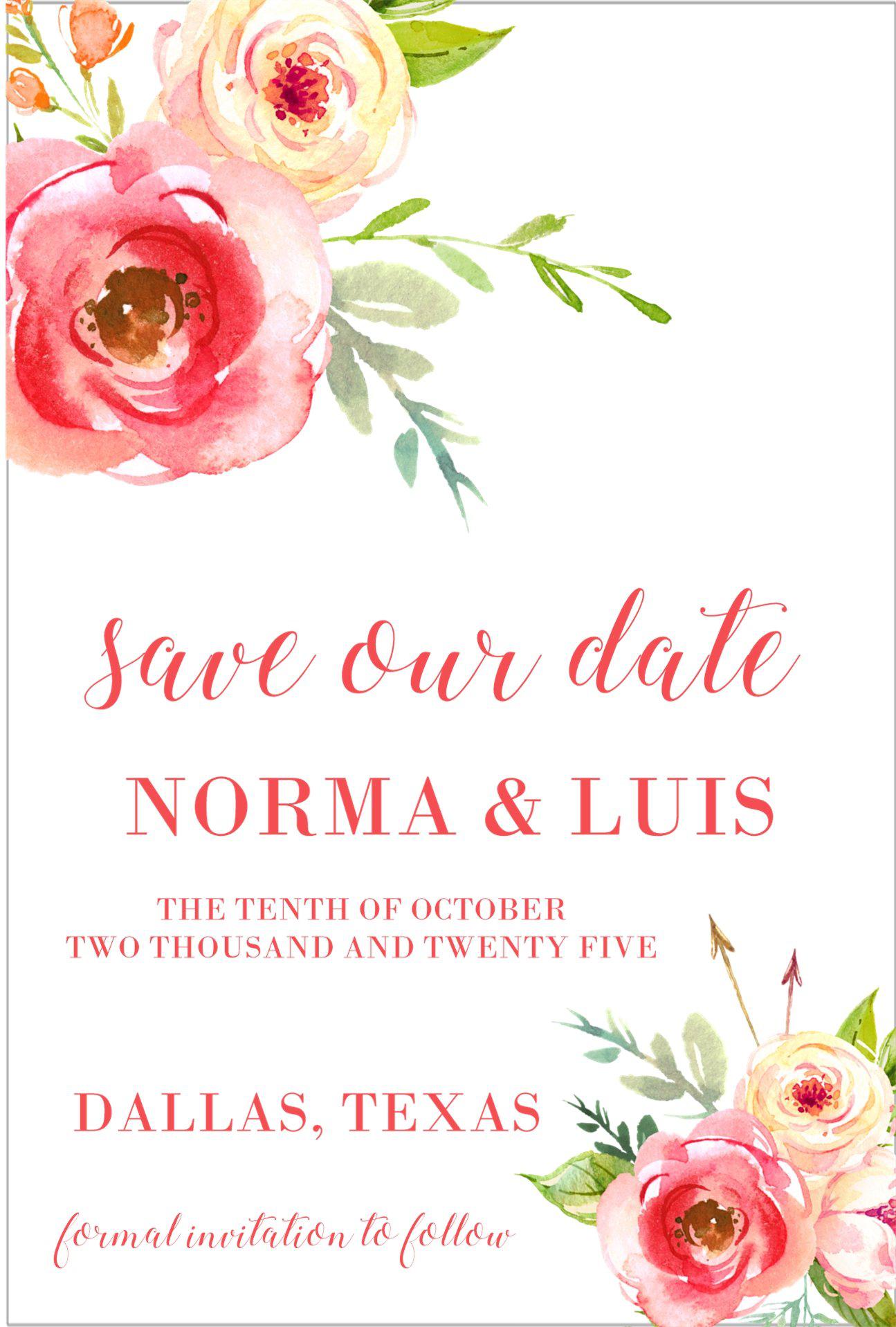 Coral Wedding Save The Date Cards