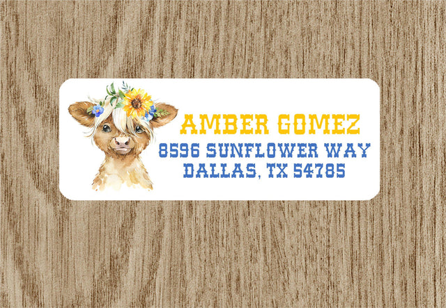 Cow sunflower address labels