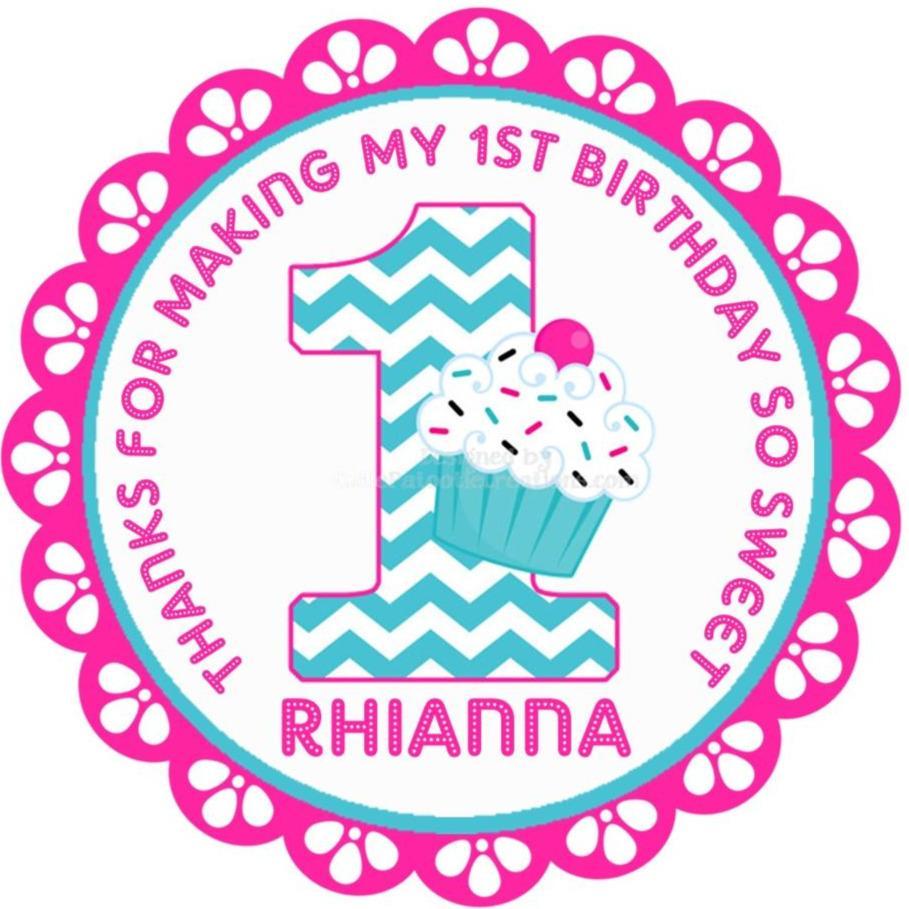 Cupcake 1st Birthday Party Stickers