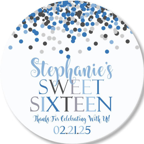 Custom Sweet Sixteen confetti party favor label
