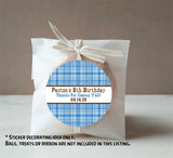 Custom plaid cowboy theme sticker with name and age