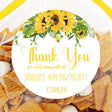 Custom sunflower party favor label with yellow floral design