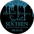 Custom turquoise and black Sweet 16 birthday sticker