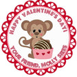Cute Valentine monkey favor label with red accents