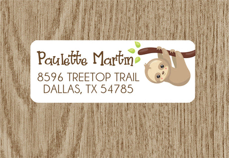 Cute animal sloth themed address labels