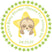Cute baby sloth holding cloud on yellow star sticker