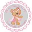 Cute bear Valentine label with heart banner