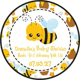 Cute bee baby shower favor label