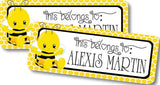 Cute bee name label for school supplies