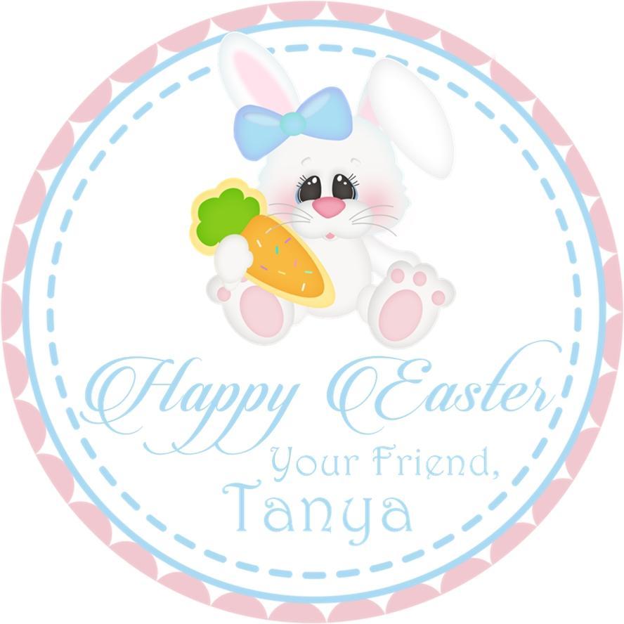 Cute bunny holding carrot Easter sticker