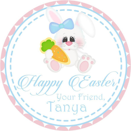 Cute bunny holding carrot Easter sticker