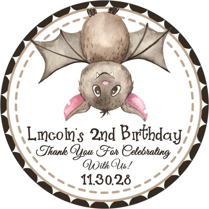 Cute hanging bat Halloween birthday sticker