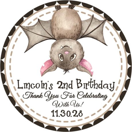Cute hanging bat Halloween birthday sticker