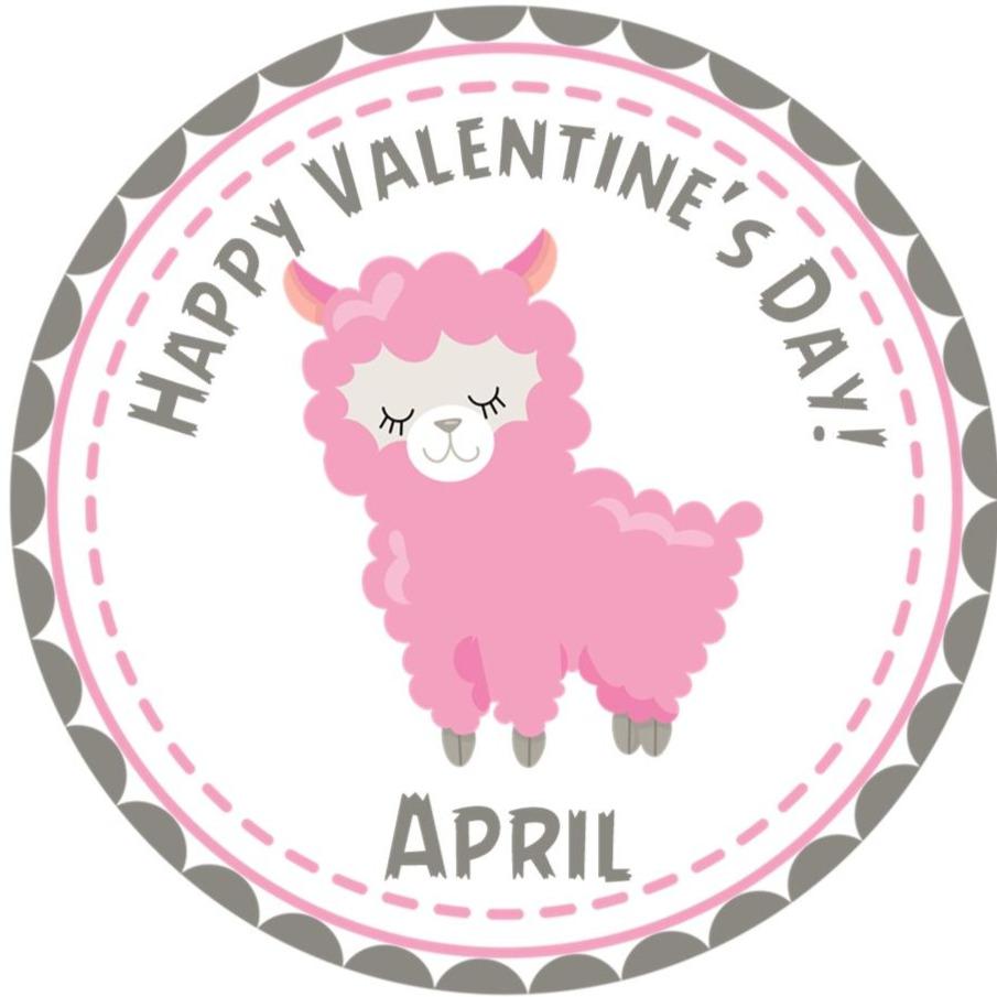 Cute llama classroom Valentine label