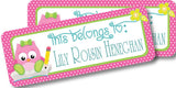 Cute owl custom school supply name sticker
