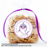 Cute purple shark theme sticker for girls’ birthdays