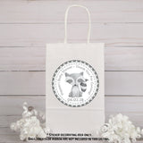 Cute raccoon baby shower stickers for woodland theme