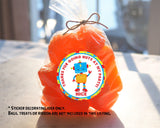 Cute robot party favor label with colorful block border