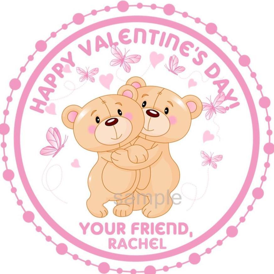 Cute teddy bear Valentine sticker for kids