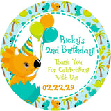 Cute toddler dinosaur sticker for birthday celebrations
