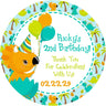 Cute toddler dinosaur sticker for birthday celebrations