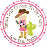 Cute western cowgirl party favor label in pink