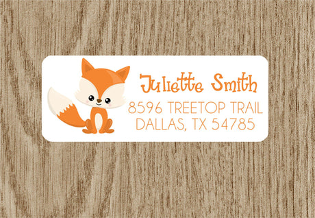 Cute woodland fox address labels with fox design