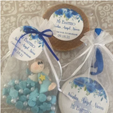 Dark blue Bautizo favor label