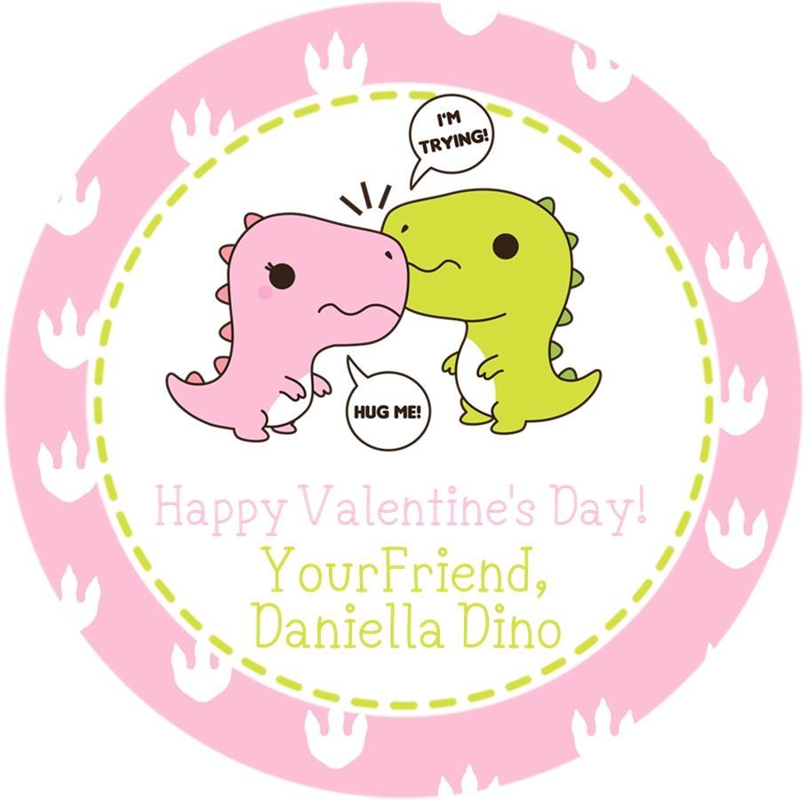 Dinosaur Valentine's Day Stickers