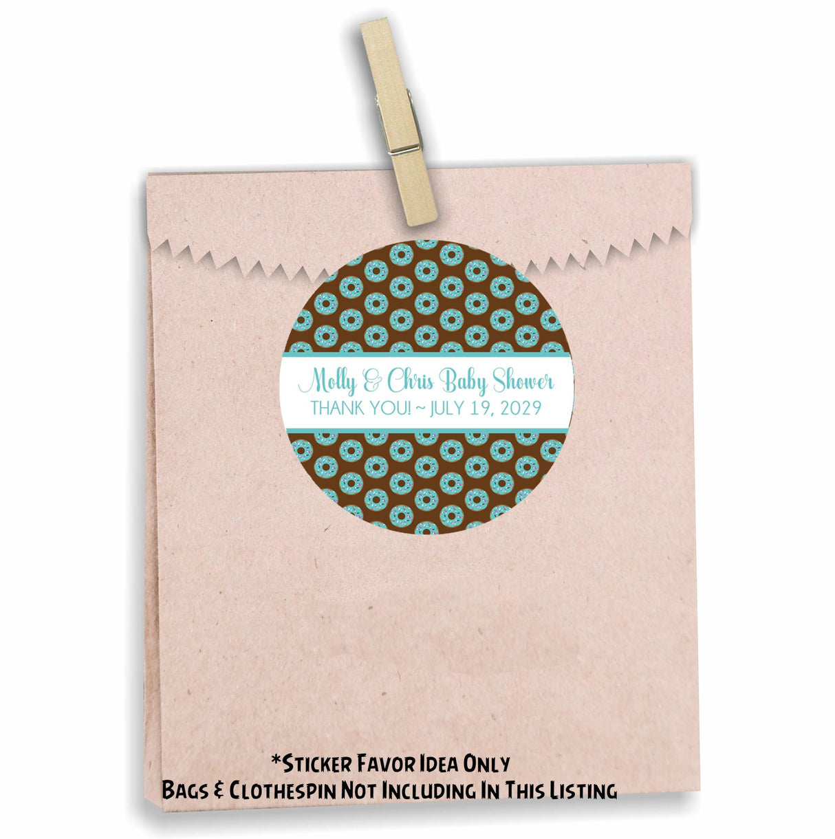 Donut grow up baby shower sticker