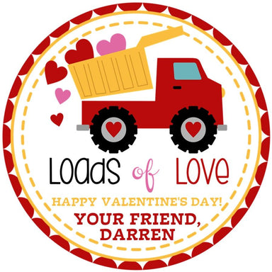 Dump Truck Valentine's Day Stickers