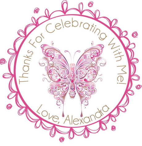 Elegant pink butterfly design for birthday favors