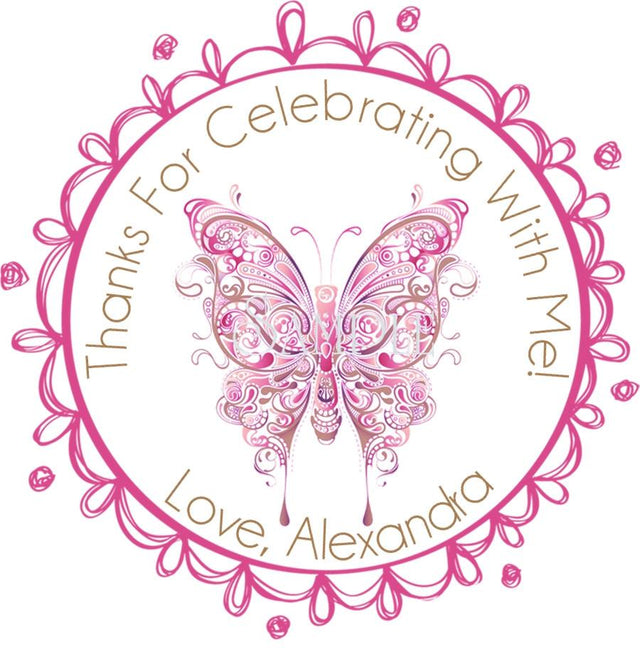 Elegant pink butterfly design for birthday favors
