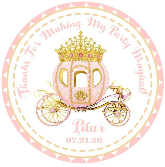 Elegant royal coach party favor label for girls