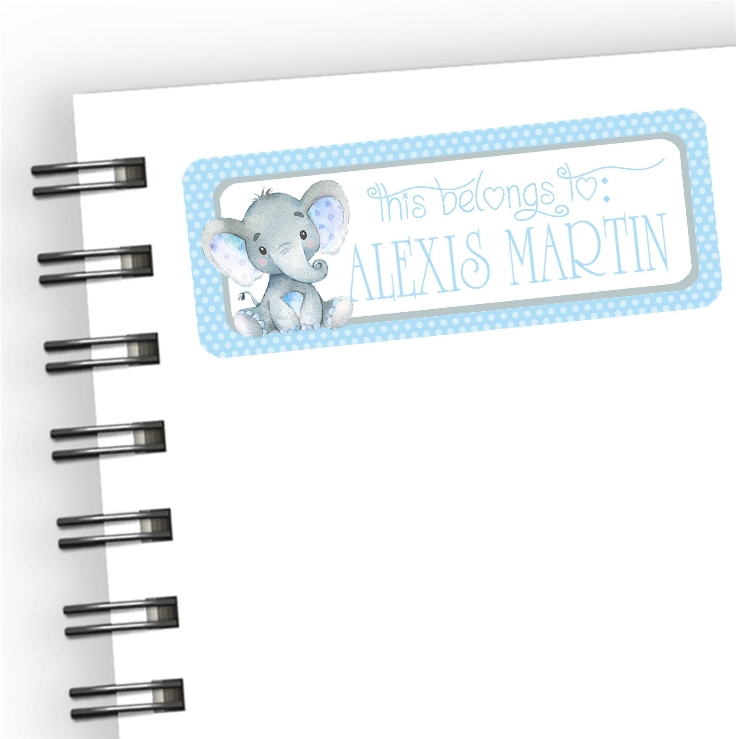 Elephant Back To School Supply Name Labels