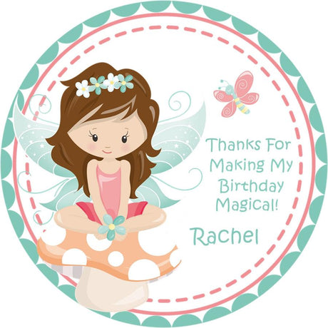Enchanted forest fairy party favor sticker