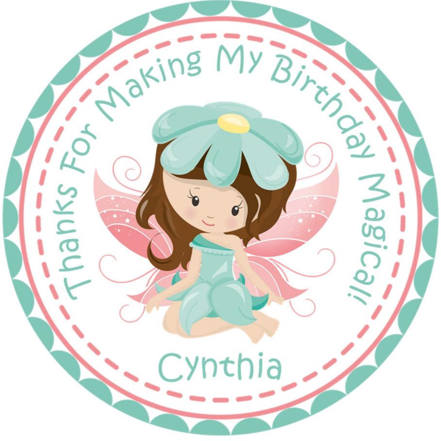Fairy-garden themed party favor sticker