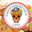 Fiesta themed colorful sugar skull favor label