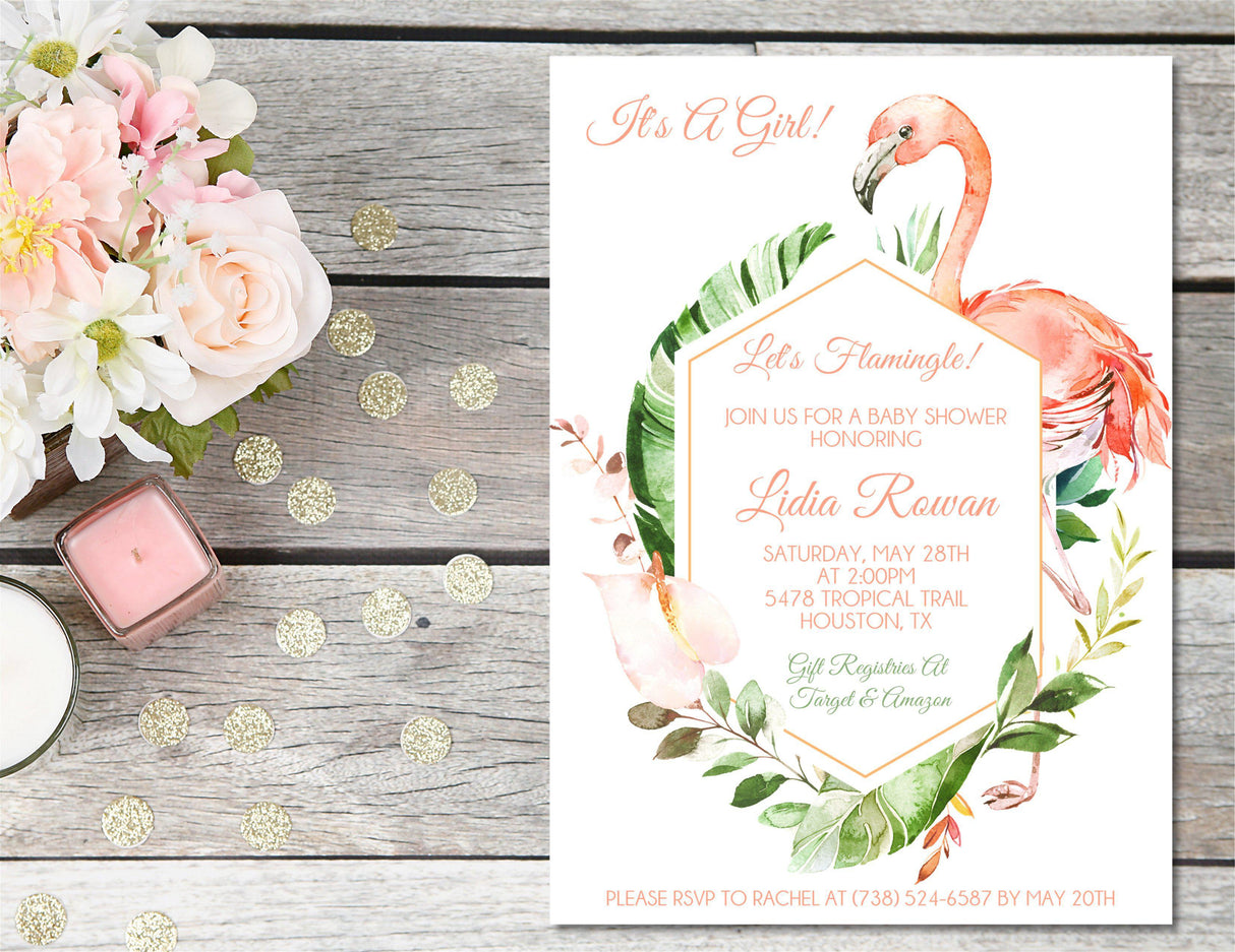 Flamingo Baby Shower Invitations