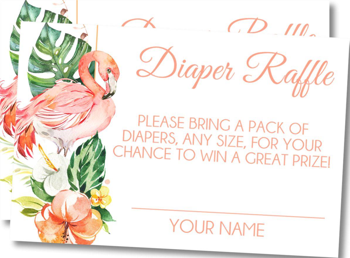 Flamingo Diaper Raffle Tickets