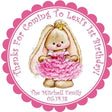 Floral bunny 1st birthday favor label