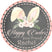 Floral bunny ears Easter sticker with pastel flowers and script text
