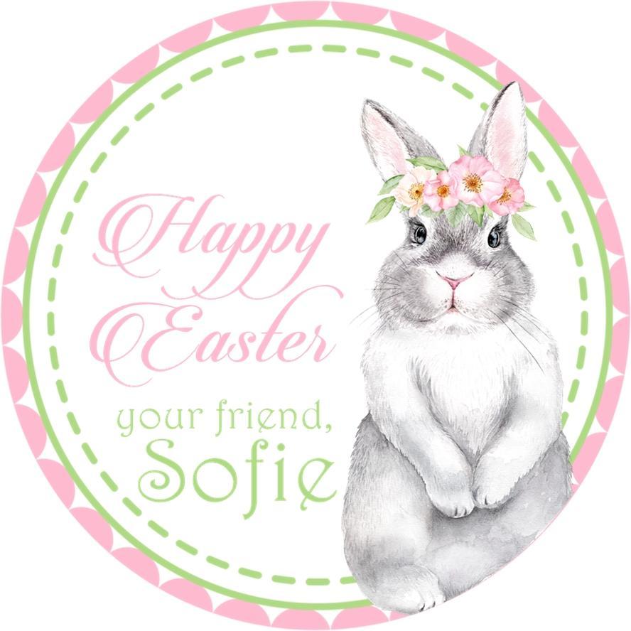 Floral crown bunny Happy Easter sticker