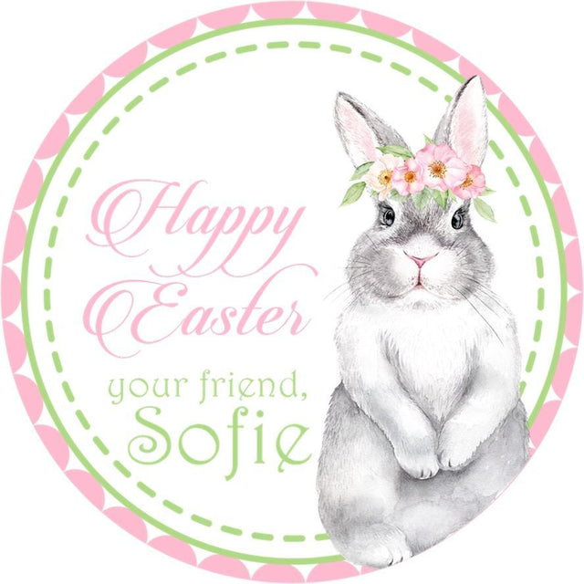 Floral crown bunny Happy Easter sticker