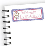 Floral dreamcatcher school supply label with bohemian style