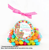 Floral llama party favor label for girls