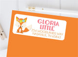 Floral woodland fox address labels with fox illustration